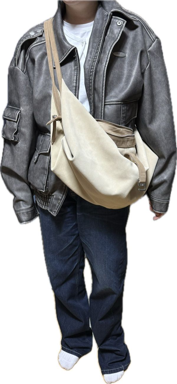 MUSINSA | GLOWNY TAO REAL SUEDE HOBO BAG (SAND)