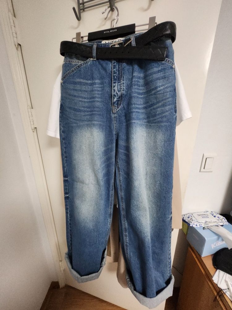 完売品‼️SATURワイドストレートデニム Light Washed Blue L MUSINSA公式 | SATUR レインワイドストレートデニムパンツライト