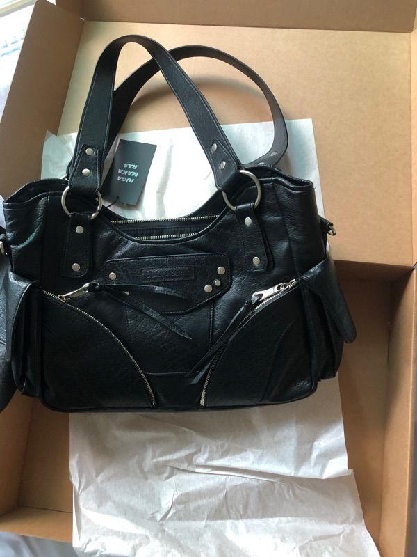 MUSINSA | IUGAMAKARAS Studded Leather Shoulder Bag (Black)