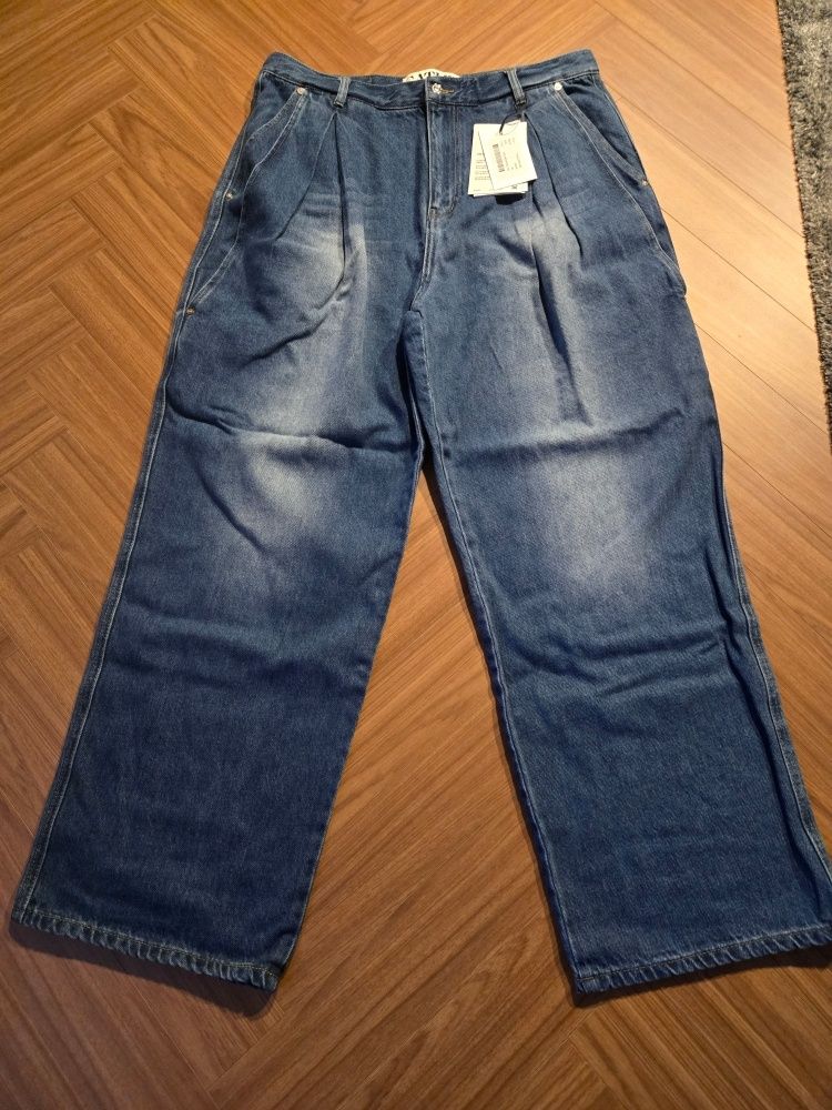 MUSINSA | SATUR Vinales Retro Two Tuck Denim Pants Mid Blue