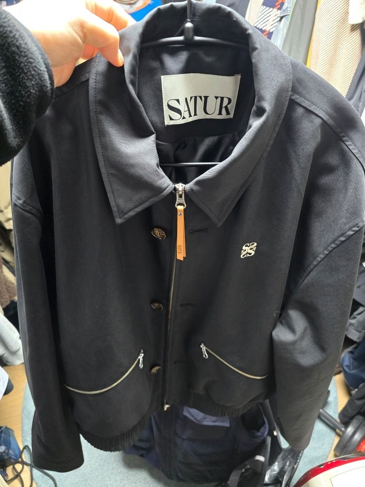 MUSINSA | SATUR Theo Cotton Collar Short Jacket Resort Black