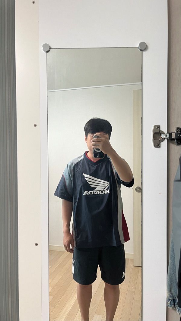 MUSINSA | Honda Motorcycle Speed Track nylon T-shirt Navy