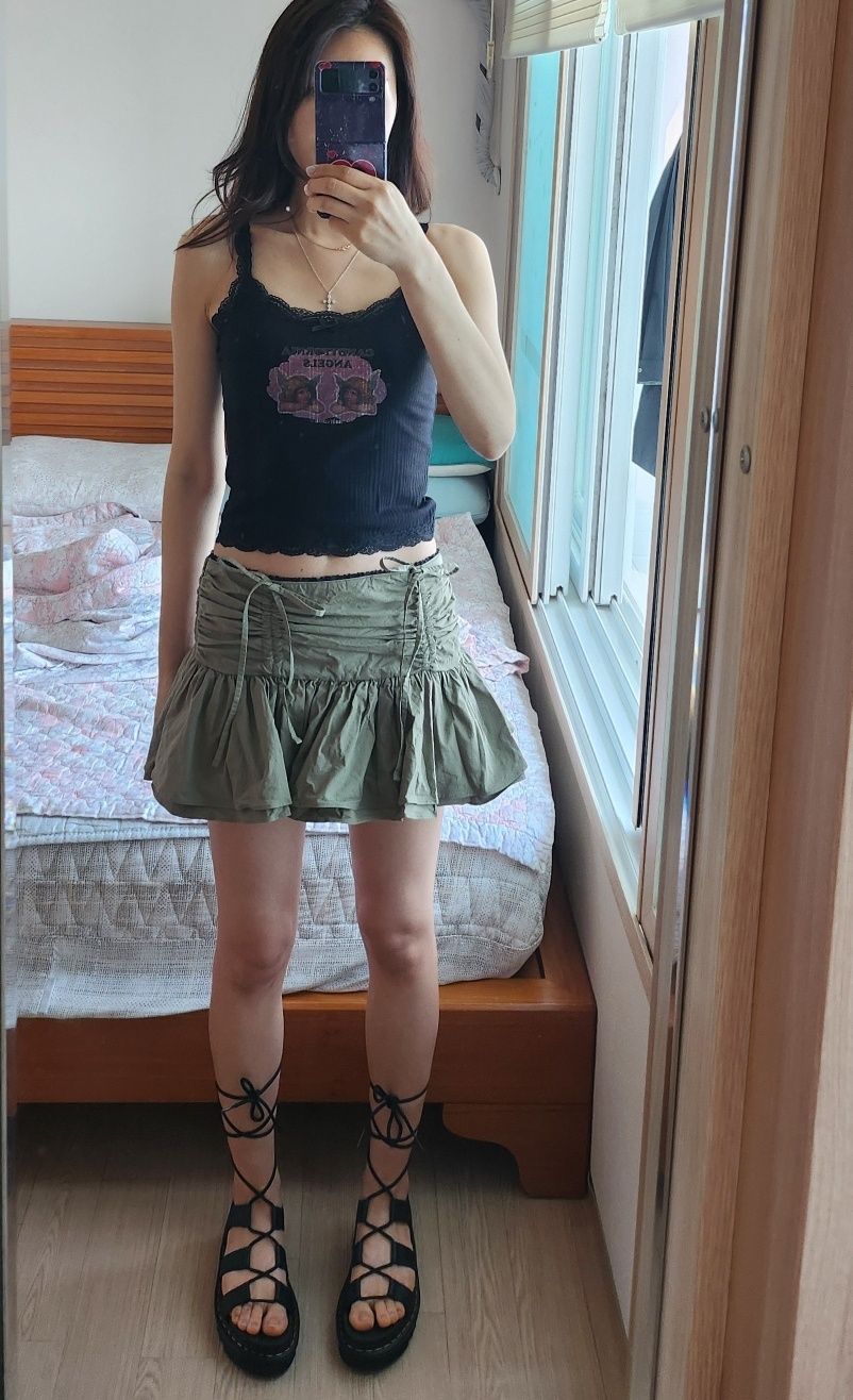 ◆as if calie◆ SHIRRING RUFFLE LACE MINI SKIRT BLACK CA25BS MUSINSA | ASIF CALIE SHIRRING LACE MINI SKIRT BLACK
