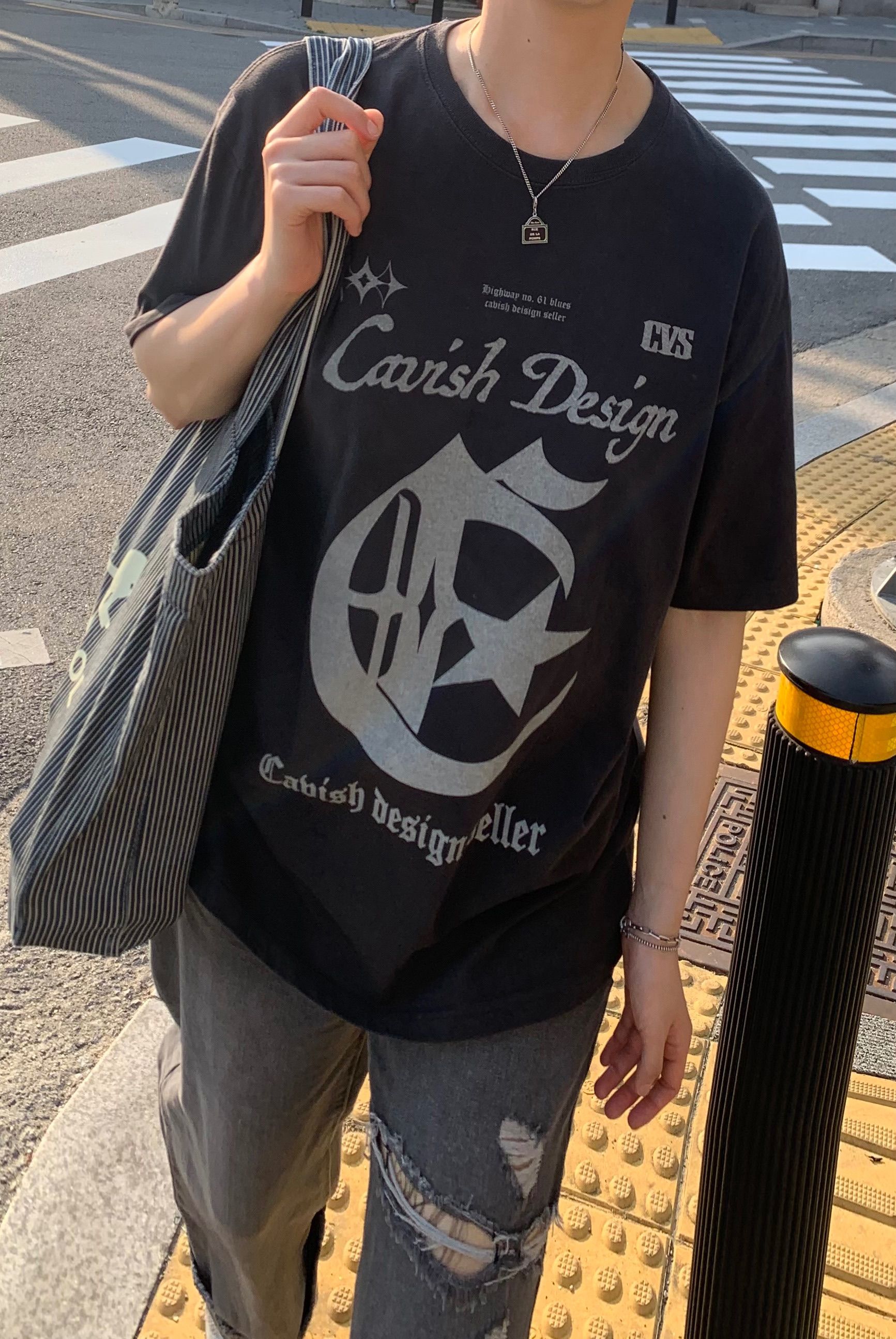 CAVISH ♥ ROCK STAR PIGMENT SS TEE / 追跡付 セラーロゴSS Tシャツ - cavish | 60% - アジアファッション通販