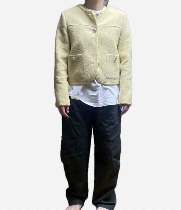 ジャケット ETMON Curved Round Tweed Jacket, Yellow MUSINSA | ETMON Curved Round Tweed Jacket, Yellow