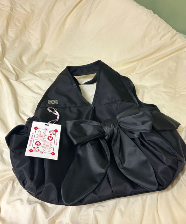 MUSINSA | SIWEOL107 [Nylon] Bow Shoulder Bag (Black)