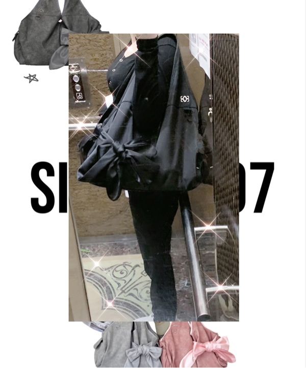 MUSINSA | SIWEOL107 [Nylon] Bow Shoulder Bag (Black)
