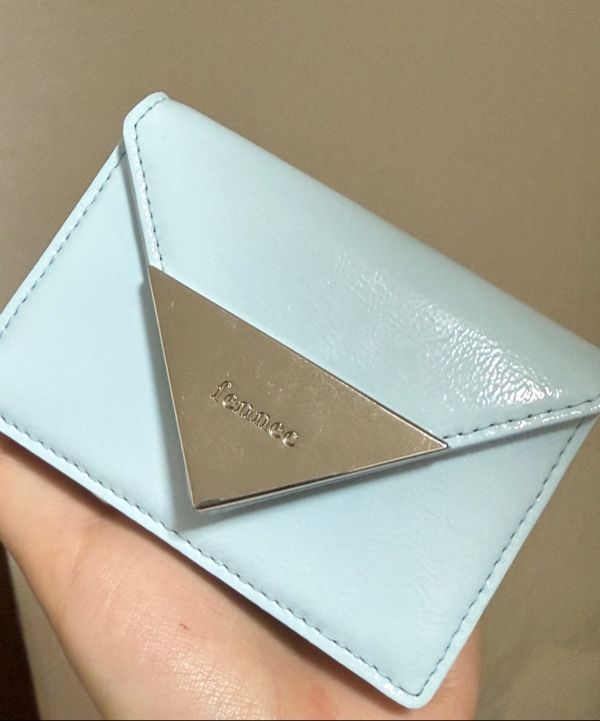 ●Fennec● CRINKLE TRIANGLE ACCORDION POCKET D STEEL BLUE F 韓國製牛皮革/ FENNEC - CRINKLE TRIANGLE ACCORDION POCKET