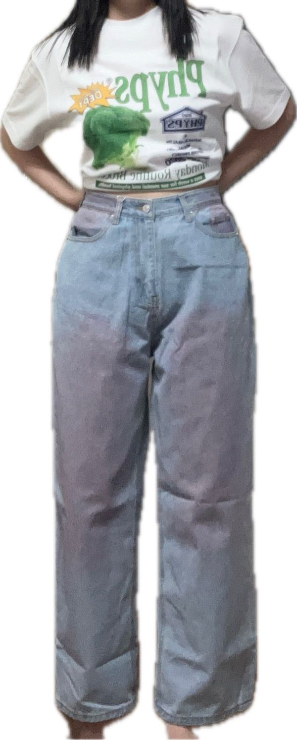 MUSINSA | AVANDRESS POP Pink Brush Denim Pants LIGHT BLUE