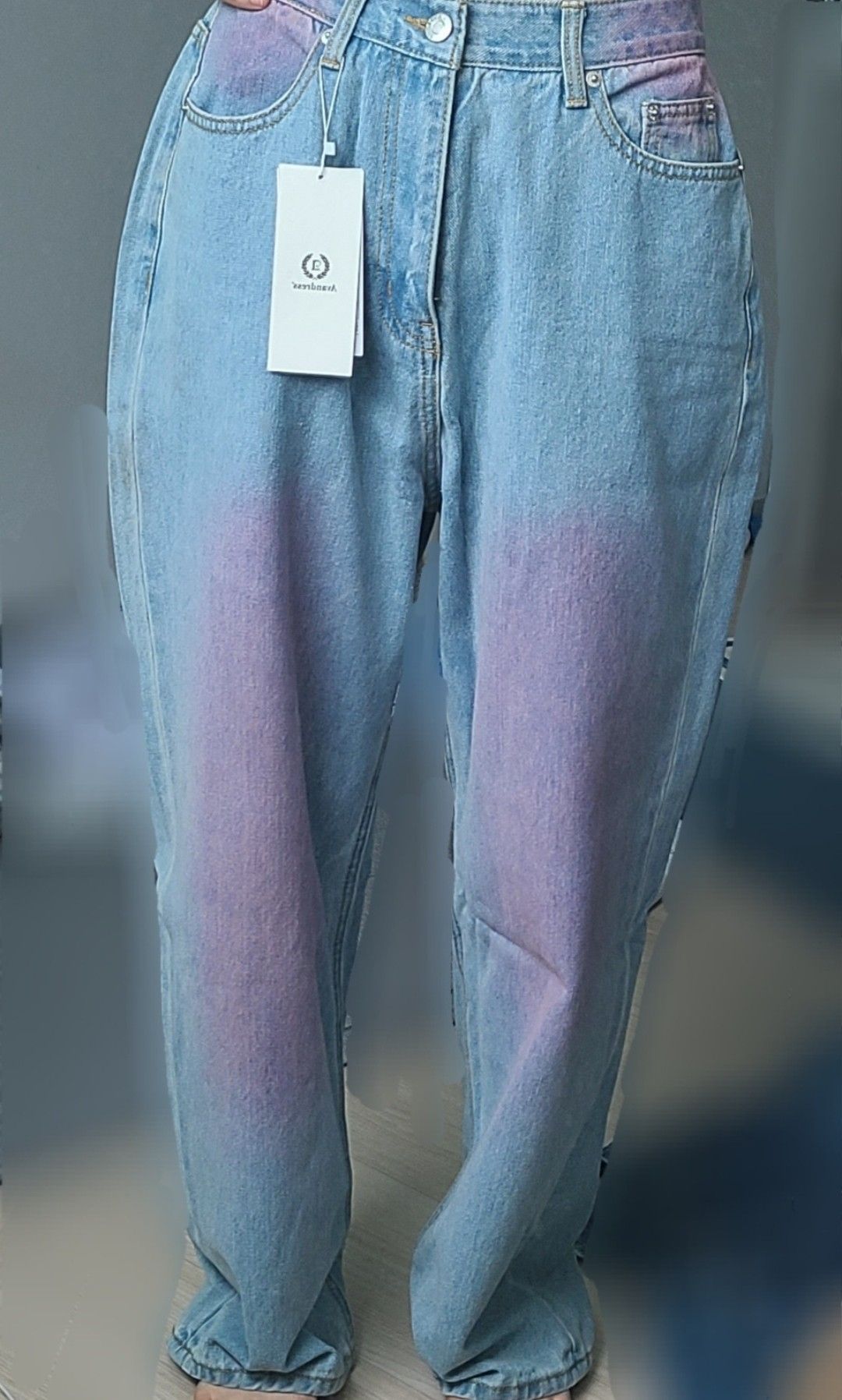 MUSINSA | AVANDRESS POP Pink Brush Denim Pants LIGHT BLUE