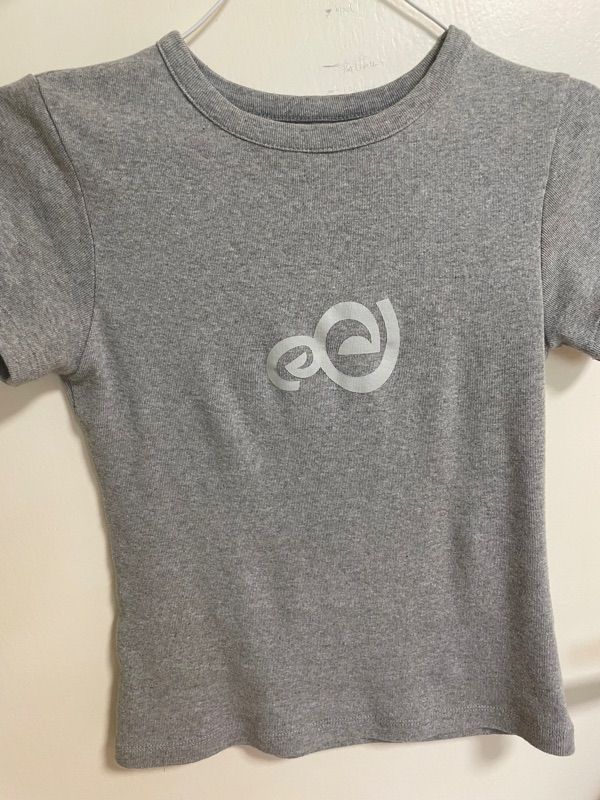 MUSINSA | AEAE SPIRAL LOGO CROP T-SHIRTS [LIGHT GRAY]