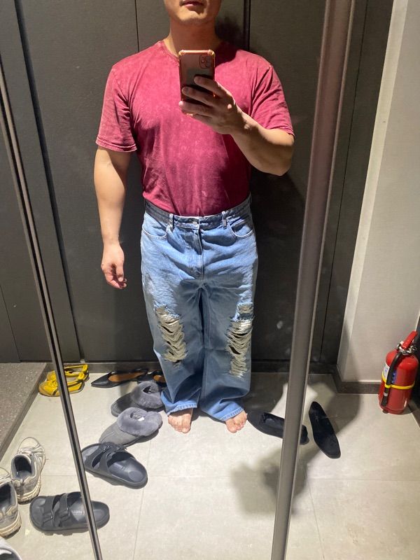 MUSINSA | MUSINSA STANDARD Front Destroyed Wide Denim Pants