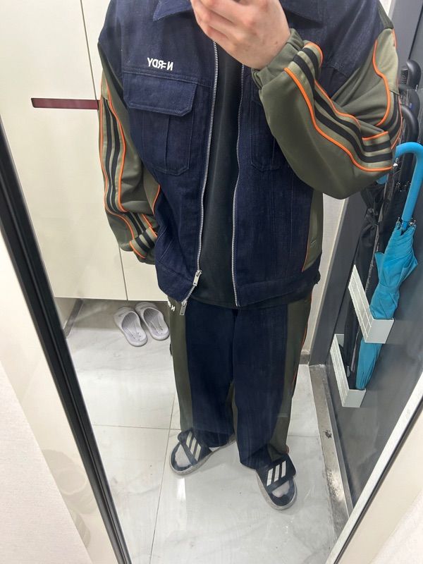MUSINSA公式 | NERDY Uni Denim Mix Track Top Ivory