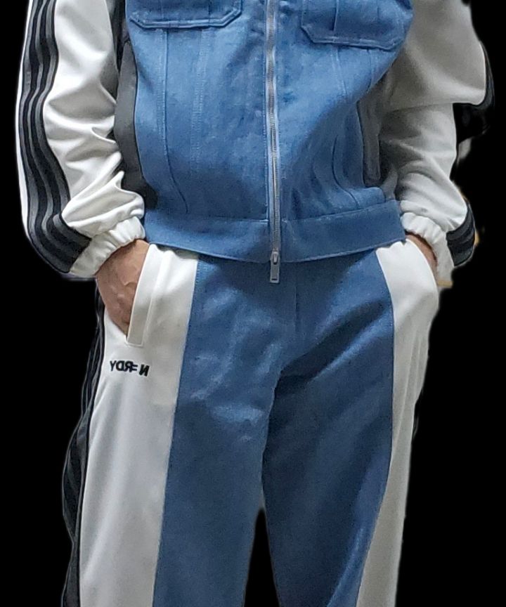 MUSINSA公式 | NERDY Uni Denim Mix Track Top Ivory