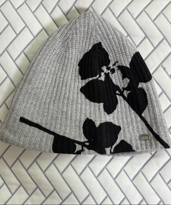 MUSINSA | FALLETT Flower Graphic Beanie Gray