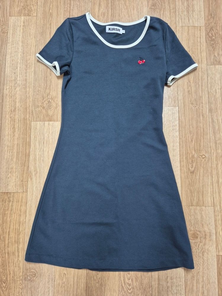 [ KIRSH ]★SMALL CHERRY DRESS MUSINSA | KIRSH Small Cherry Round Neck Dress [Dark Navy]