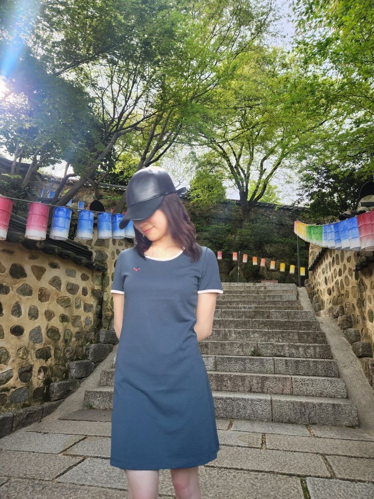 MUSINSA | KIRSH Small Cherry Round Neck Dress [Dark Navy]