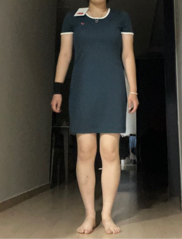MUSINSA | KIRSH Small Cherry Round Neck Dress [Dark Navy]