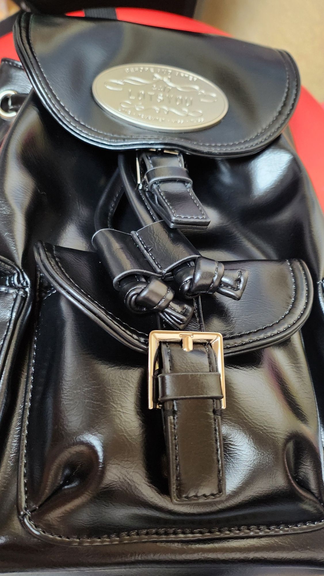 MUSINSA | LOTSYOU Nostalgia chubby Backpack Leather Black