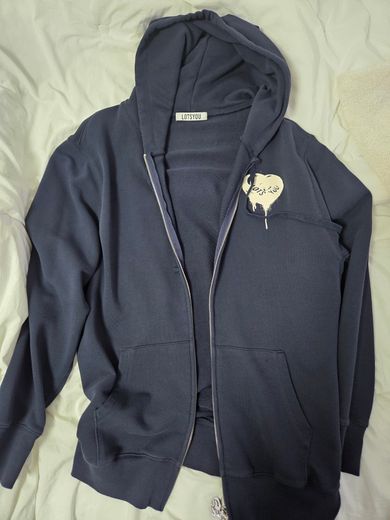 MUSINSA | LOTSYOU Melting Heart Candy Zip-up Hoodie Navy
