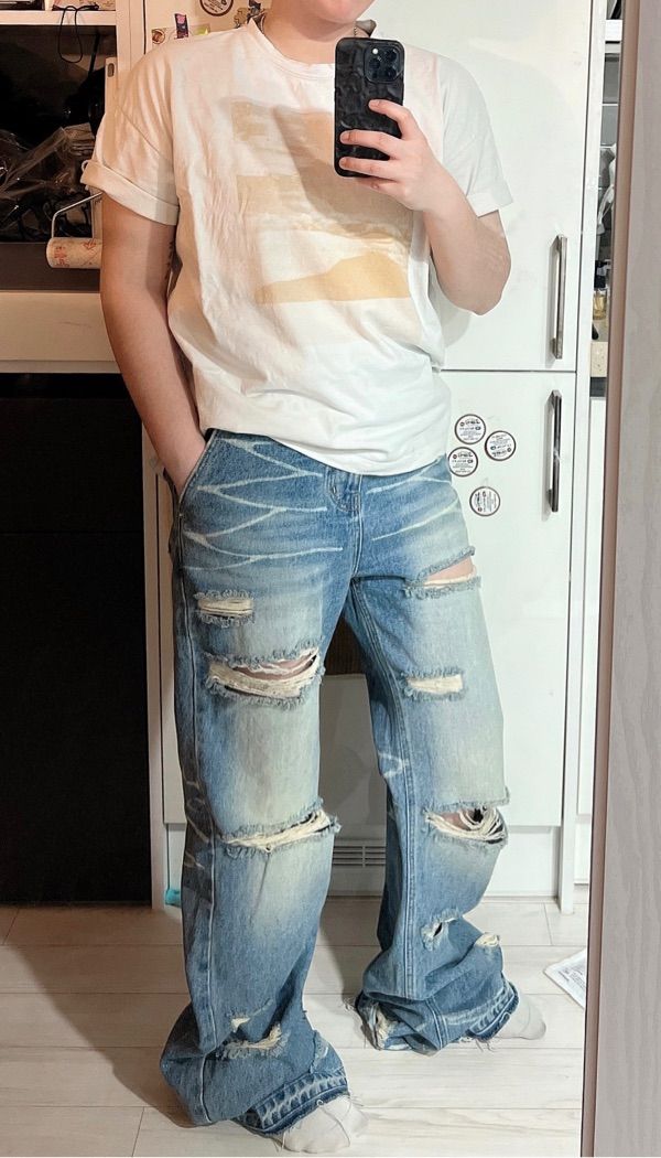 【WOOHWA】CAT WASHING DENIM koi fish v2