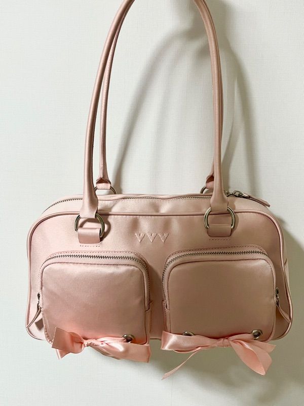 MUSINSA | VVV Ribbon pocket tote shoulder bag _ Pink