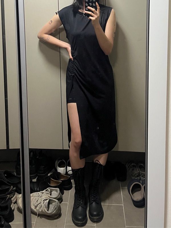 ● WOOALONG ● Shirring slit black one-piece - BLACK PLUNGE NECK ONE PIECE - BLACK – SKYLER SWIMWEAR