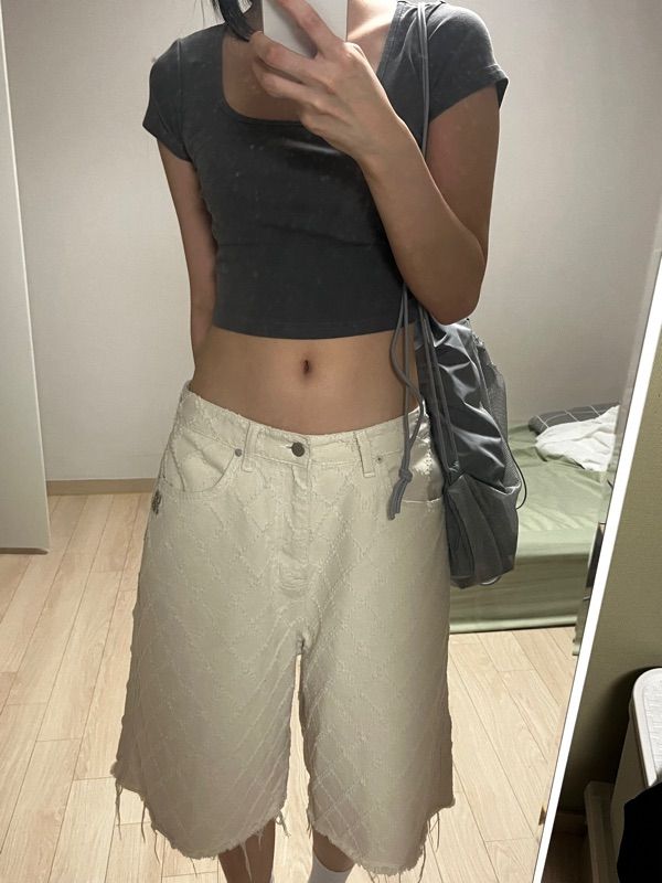 ★ROCKCAKE★ Diamond Punching Bermuda Pants MUSINSA | ROCKCAKE Diamond Punching Bermuda Pants - Black