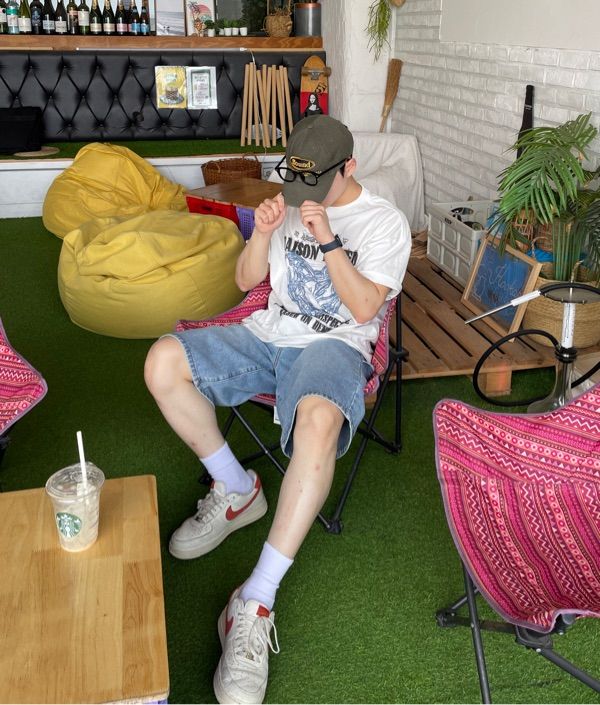 ☆HUMAN N CAT☆ Pound Washed Logo Denim Ball Cap Indigo Blue MUSINSA | HUMAN N CAT Pound washed vintage denim ball cap