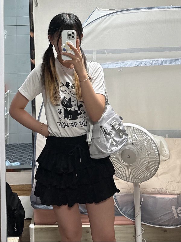 ◆fancy club◆ NF Puff Sweat Cancan Mini Skirt BLACKF24QD874 NF] PUFF SWEAT CANCAN MINI SKIRT_(BLACK)_F24QD874 - FANCY