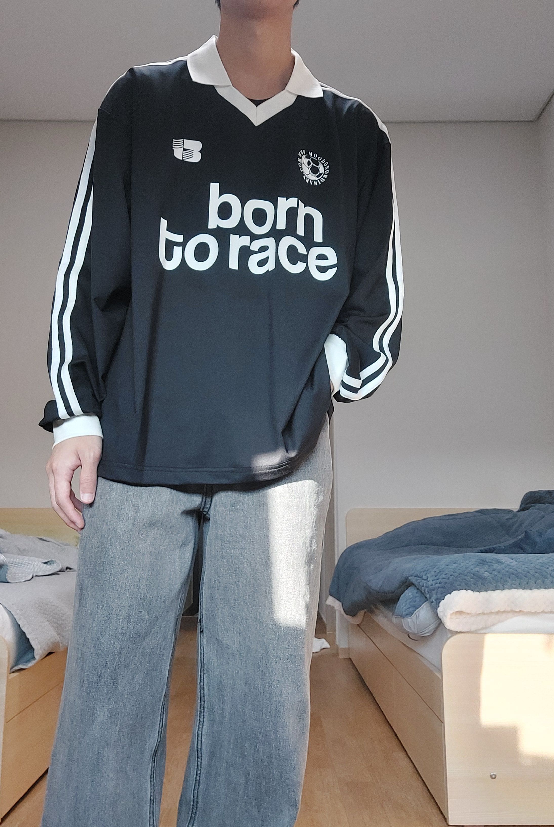 MOO/IVE イソ 着用/BORN TRACK LONG SLEEVE FOOTBALL JERSEY ☆IVE イソ 着用！！【MOO】BORN TRACK LONG SLEEVE FOOTBALL