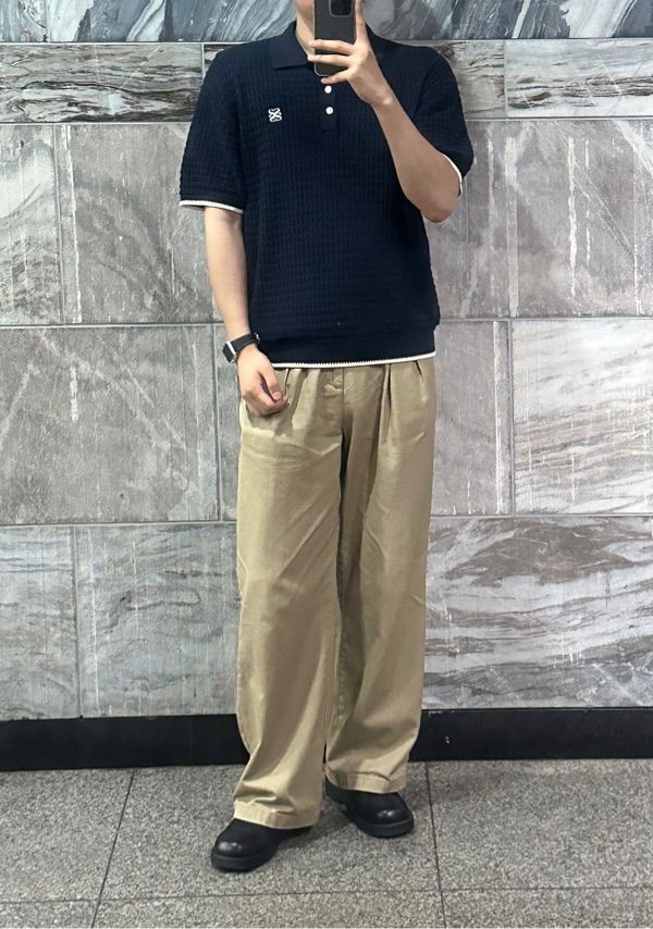 MUSINSA公式 | SATUR Diagonal Collar Half Knitwear Classic Navy