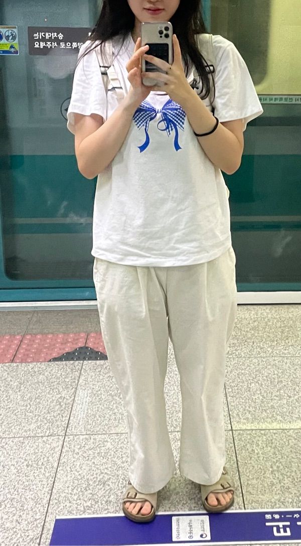 24SS●RONRON●DOUBLE RIBBON BASIC FIT T SHIRT 半袖 韓国人気 MUSINSA公式 | RONRON DOUBLE RIBBON BASIC FIT T SHIRT WHITE