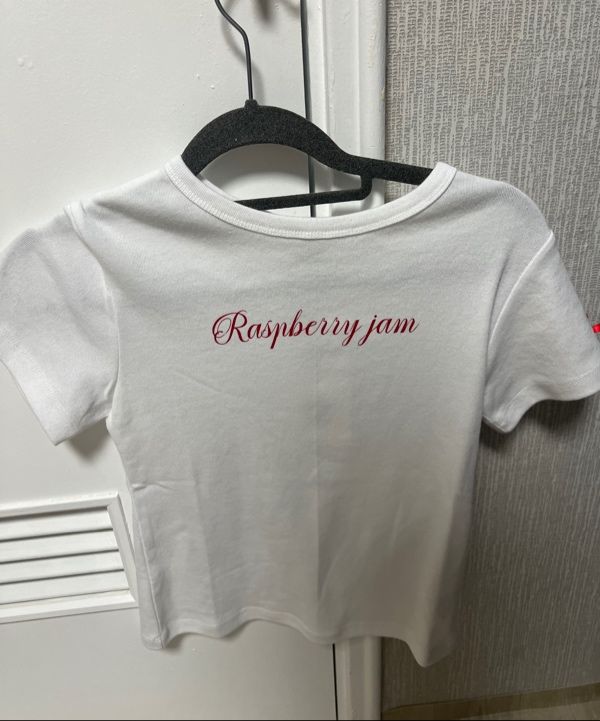 ★2024SS新作★RONRON★MOSAIC RASPBERRY RIBBON CROP T SHIRT MOSAIC RASPBERRY RIBBON CROP T SHIRT WHITE - RONRON 론론