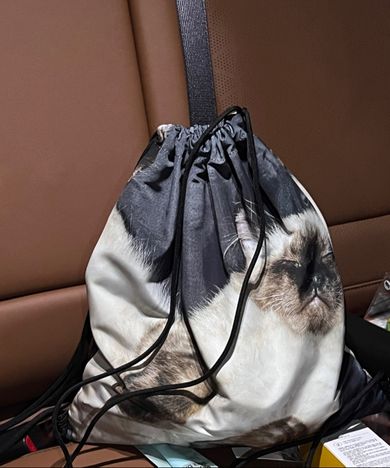 MUSINSA | KIJUN Drawstring Sport Bag Cat Print
