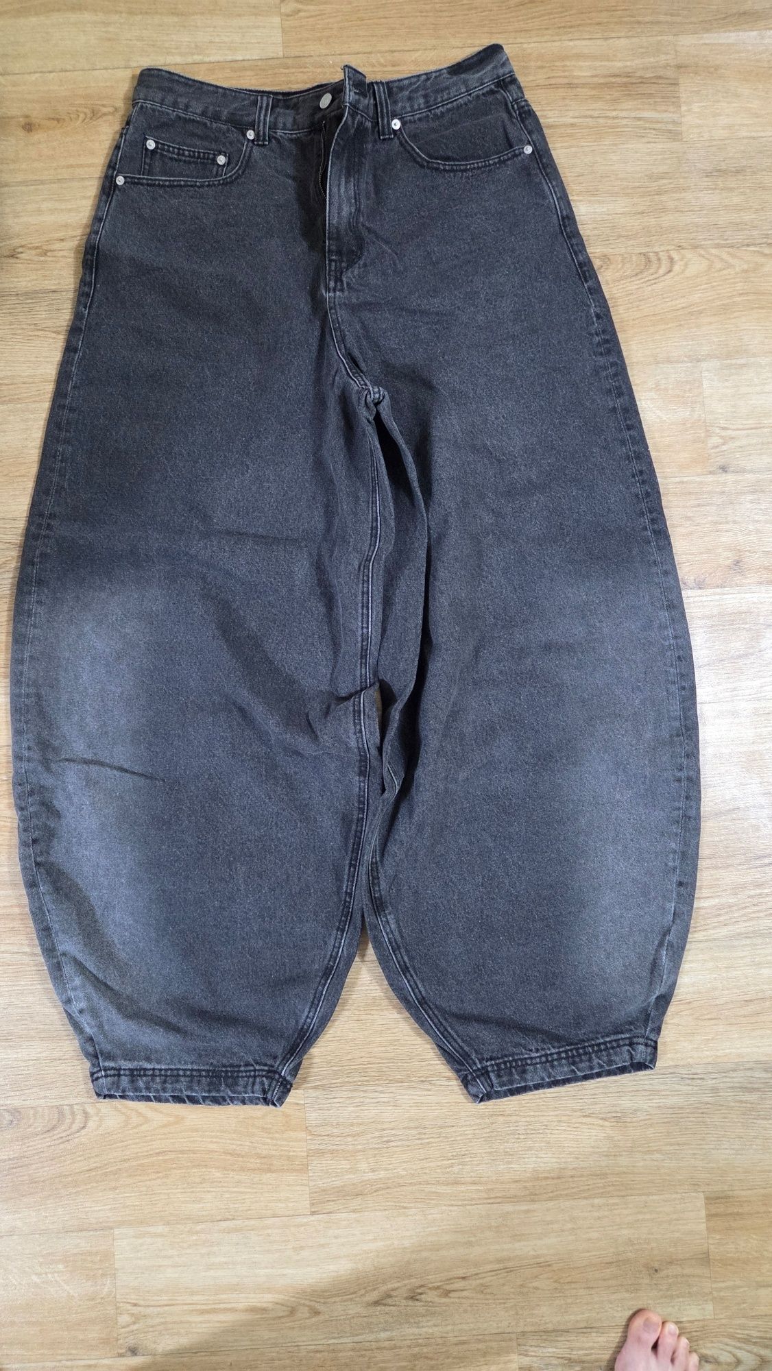 MUSINSA公式 | KICHUL BALLOON FIT DENIM PANTS (WASHED BLACK)