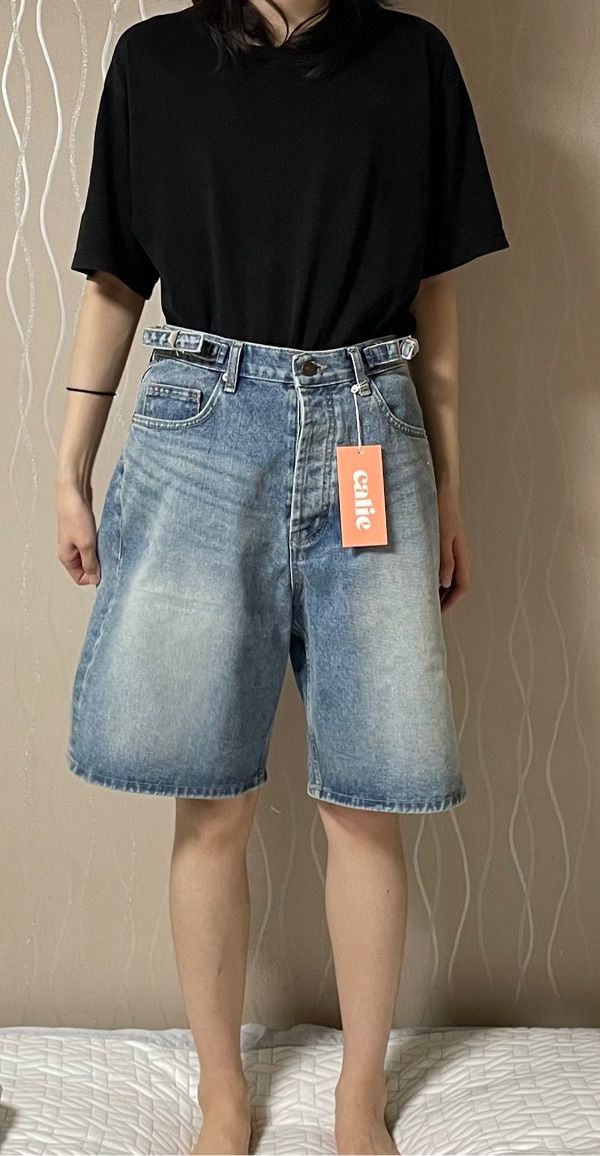 MUSINSA公式 | ASIF CALIE KNEE LENGTH WIDE DENIM PANTS BLUE