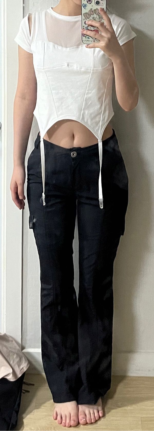 MUSINSA | ASIF CALIE CORSET MESH T-SHIRT WHITE