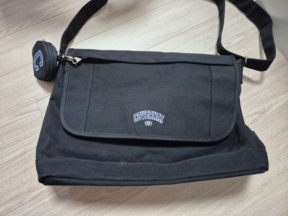 MUSINSA | COVERNAT Canvas Serif Messenger Bag Ivory