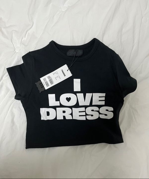 MUSINSA | YOUHEE LOVE DRESS LETTERING T-SHIRTS BLACK