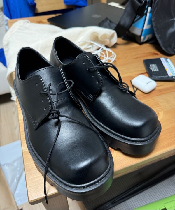 MUSINSA | ANALOGMOOD Volume Square Toe Derby Shoes (Black)