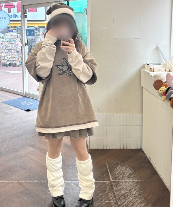 MUSINSA | SK8ER ROCK Doodle Star Pigment Layered T-Shirt (Brown)