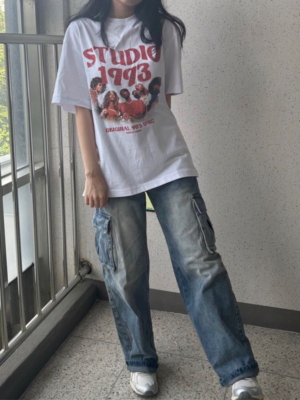 MUSINSA | 1993STUDIO Wave Studio Graphic T-Shirt_White