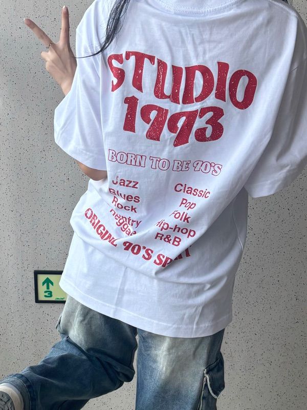 Tシャツ・カットソー 1993studio Wave Studio Graphic T-Shirt_White MUSINSA | 1993STUDIO Wave Studio Graphic T-Shirt_White