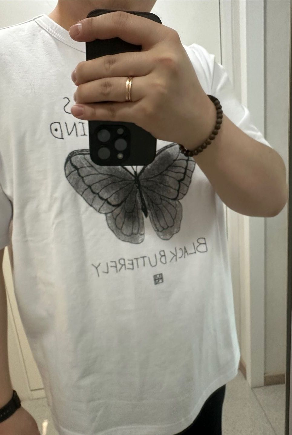 ★MIM the wardrobe★ Black Butterfly T-ShirtLight Grey MW241 MUSINSA | MIMTHEWARDROBE Black Butterfly T-Shirt_Light Gray