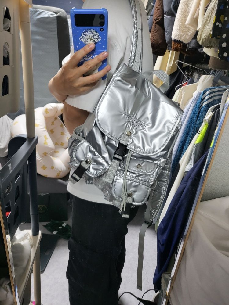 MUSINSA | SOMEWHEREBUTTER PP mini backpack - silver