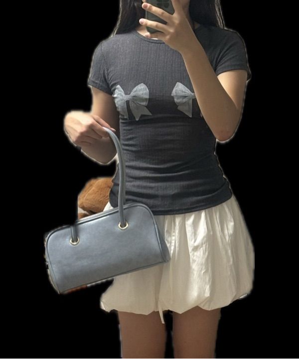 MUSINSA | SCULPTOR Bow Bow Baby Tee White