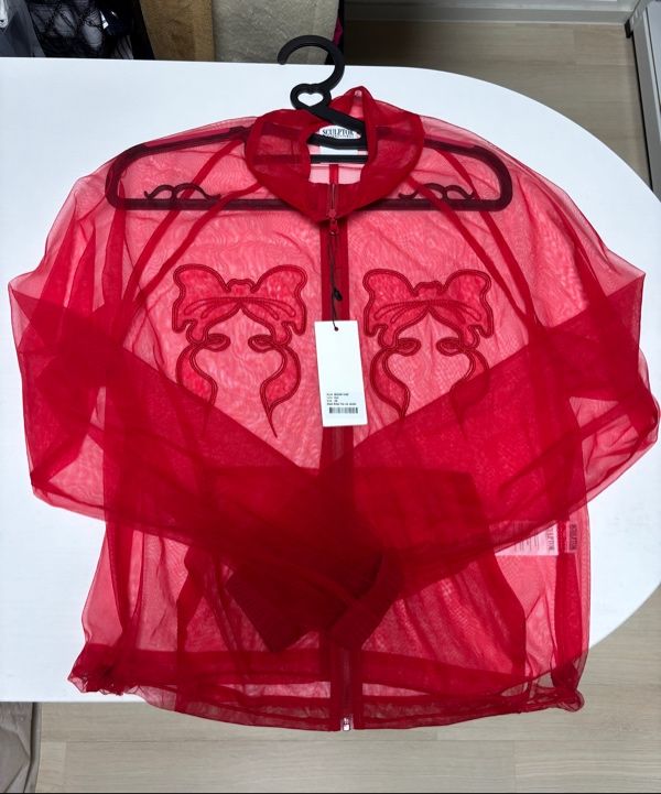 MUSINSA公式 | SCULPTOR Mesh Sheer Zip-Up Jacket Red