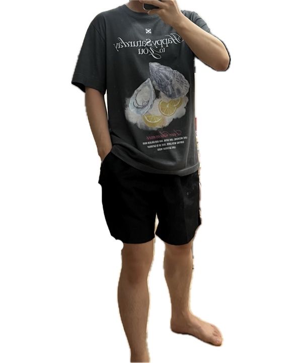 Tシャツ・カットソー SATUR Oyster Graphic Short Sleeve T-Shirt Retro Charcoal MUSINSA | SATUR Oyster Graphic Short-sleeved T-shirt Retro