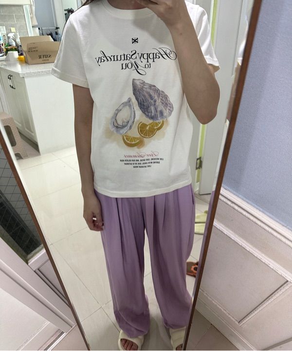 Tシャツ・カットソー SATUR Oyster Graphic Short Sleeve T-Shirt Retro Charcoal SA2 MUSINSA | SATUR Oyster Graphic Short-sleeved T-shirt Retro